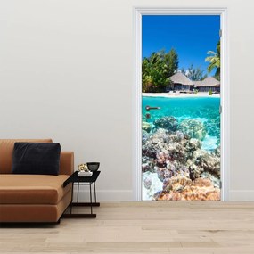 Fotótapéta ajtóra - Strand egy trópusi szigeten (95x205cm)