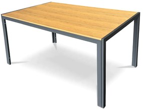 Kerti asztal 150x90x73 cm., polifa asztallap tölgy dekorral, szürke fém szerkezettel