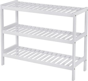 Cipőtároló polc 3 szintes, fehér 70x26x55cm