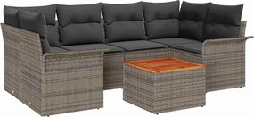 vidaXL Kerti Kanapé Szett tárolóval 7 pcs Szürke polirattan