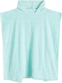 Türkizkék Pamut Fürdőlepedő Kapucnis Virág Mintás One Size