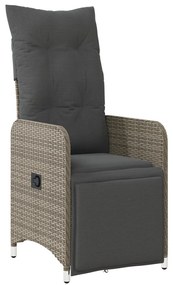 5 Részes Kerti Étkező Szett Párnákkal Szürke Poly Rattan
