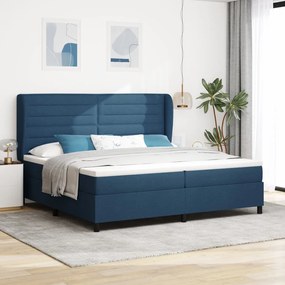 Boxspring Ágy Mattal Kék 200x200 cm Textil