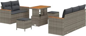 vidaXL Kerti Kanapé Szett 8 pcs Szürke polirattan