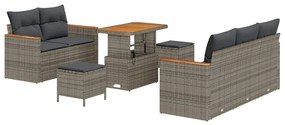 vidaXL Kerti Kanapé Szett 8 pcs Szürke polirattan