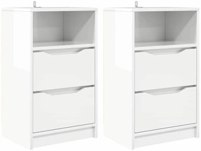 vidaXL Éjjeliszekrények 2 pcs Magas Fényű Fehér 40 x 30 x 467 cm