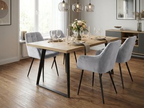 Szürke LOREN VELVET étkezőfotel fekete lábakkal