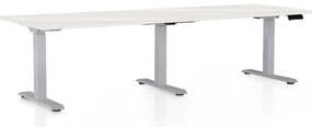 OfficeTech Long állítható magasságú asztal, 240 x 80 cm, szürke alap, fehér kőris