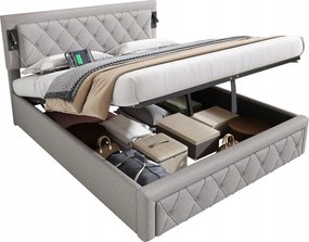 Kárpitozott ágy 160*200 mm Hidraulikus franciaágy Szürke