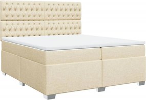 vidaXL krémszínű szövet rugós ágy matraccal 200 x 200 cm