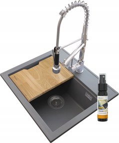 Gránit Mosogató Foxal Szürke Korbács Spirál Duo Króm