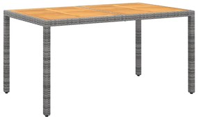 vidaXL szürke akácfa és polyrattan kerti asztal 150 x 90 x 75 cm