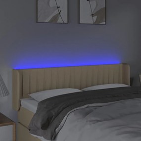 krémszínű szövet LED-es fejtámla 147 x 16 x 78/88 cm