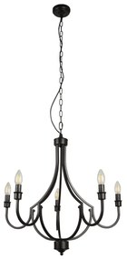 Searchlight 82915-5BK - Csillár láncon LODGE 5xE14/60W/230V fekete