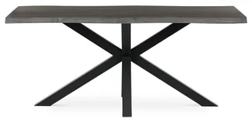 Étkezőasztal, 180x90x75 cm, MDF lap, szürke tölgy dekor, csillag alakú fém láb