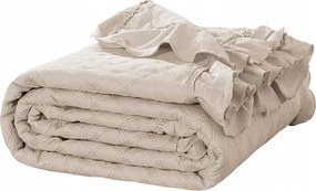 Bézs steppelt ágytakaró fodros mintával 240x220