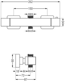 Mexen Tord zuhanygarnitúra esőzuhannyal és termosztatikus zuhanykockával, fekete, 77250200-70