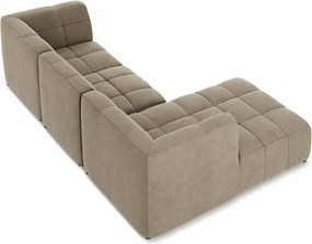 Barna bársony sarokkanapé (bal oldali-heverő résszel) Aloha – Makamii