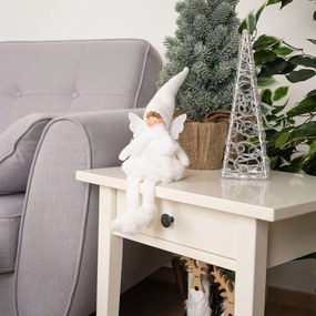 Karácsonyi dekoráció Ülő angyal, 40 cm, fehér