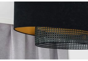 Duolla - Felületre szerelhető csillár DOUBLE OVAL RATTAN 2xE27/15W/230V fekete/rattan