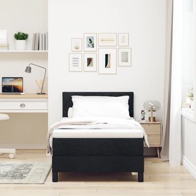 Box Spring Ágy Matraccal &amp; LED Fekete 90x190 cm Szövet