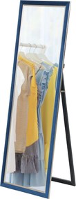 HOMCOM Teljes hosszúságú Tükör 150x50 cm Álló vagy Fali Tükör Bársonyos Kerettel és Állvánnyal Nappaliba vagy Hálószobába Kék | Aosom