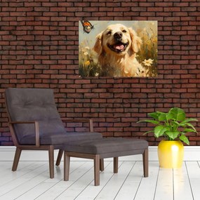 Üveg kép - Boldog kutyus (70x50 cm)