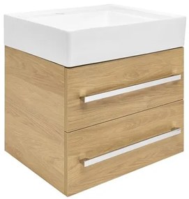 SAT Cube Way Fürdőszobaszekrény mosdóval 60x53x46 cm hickory tölgy matt CUBE46602DHSATCW