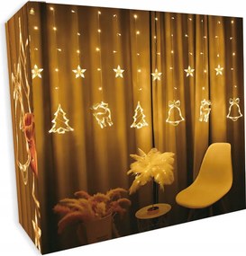 LED-es karácsonyi fényfüggöny Meleg fehér Rénszarvas lámpák Karácsonyfa csengő