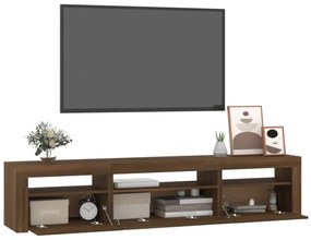 barna tölgy színű TV-szekrény LED-lámpákkal 195x35x40 cm