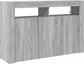 vidaXL Széf LED -es lámpákkal Szürke Sonoma 116 x 30 x 75 cm Faanyag