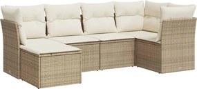 vidaXL 6 részes bézs polyrattan kerti ülőgarnitúra párnával