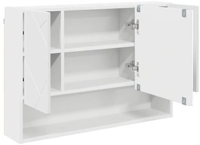 Fürdőszobai tükörszekrény ajtóval Fehér 80 x 17 x 55 cm Faanyag