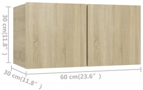 4 db sonoma tölgy színű szerelt fa TV-szekrény 60 x 30 x 30 cm