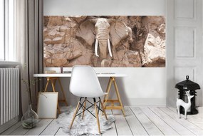 Flizelin fotótapéta Elefánt a sziklán Kő csoda Realizmus 250x104 +ragasztó