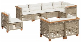 8 részes bézs polyrattan kerti ülőgarnitúra párnával