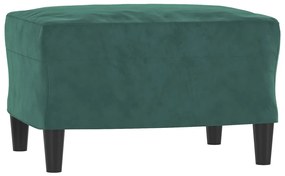 sötétzöld bársony kanapéfotel lábtartóval 60 cm