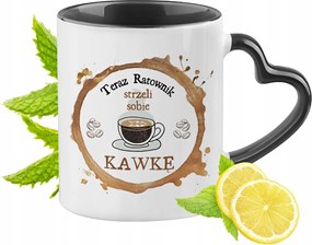 Mentő Bögre Fekete Szív Alakú Füllel Ajándék