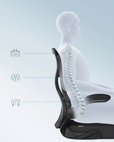 SONGMICS ergonomikus irodai szék, forgatható hálós íróasztali szék, fekete