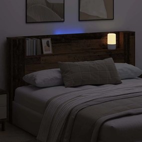 Fejtámla LED -es lámpákkal Öreg fa 180 x 17 x 104,5 cm Faanyag