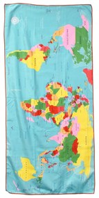 World Map színes mikroszálas fürdőlepedő, 70 x 150 cm - Rex London