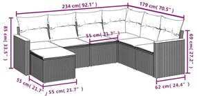 7 részes bézs polyrattan kerti ülőgarnitúra párnákkal