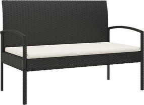 vidaXL fekete polyrattan kerti pad párnával 105 cm