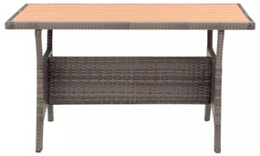 3 részes polyrattan kerti étkezőgarnitúra szürke párnákkal
