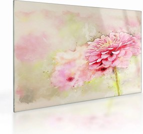 Kép - rózsaszín virág, akvarell (üvegen) (70x50 cm)