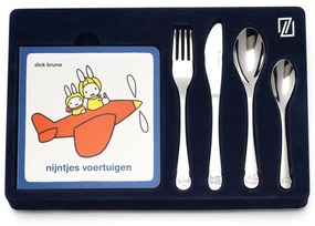 Ezüstszínű rozsdamentes acél gyerek evőeszköz 4 db-os Miffy – Zilverstad