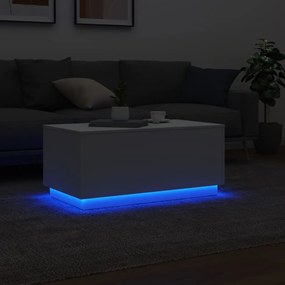 Fehér dohányzóasztal LED-lámpákkal 90x50x40 cm