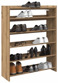 kézműves tölgy színű szerelt fa cipősszekrény 80x25x100 cm