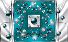 Fotótapéta Gyémántok Ezüst dísz és türkiz gömb 368x254 +ragasztó