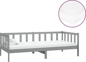 vidaXL szürke tömör fenyőfa dívány matraccal 90 x 200 cm